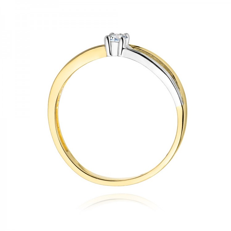 Pierścionek z żółtego złota z diamentem - próba 585 0,10CT W-248A