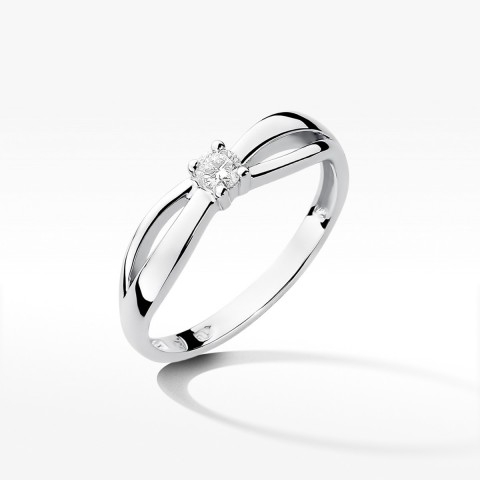 Pierścionek z białego złota z diamentem - próba 585 0,10CT W-248B