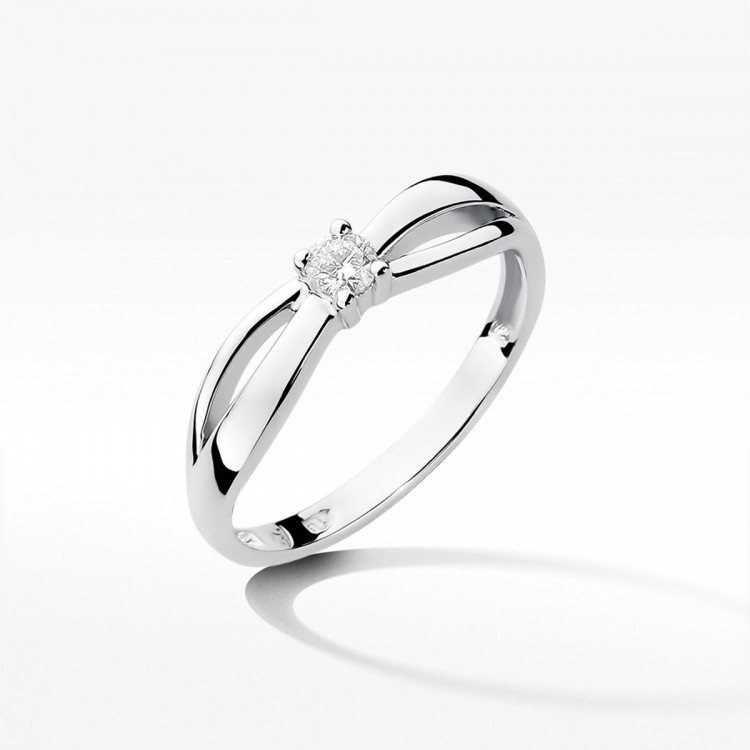 Pierścionek z białego złota z diamentem - próba 585 0,10CT W-248B