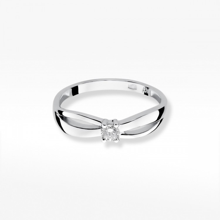 Pierścionek z białego złota z diamentem - próba 585 0,10CT W-248B