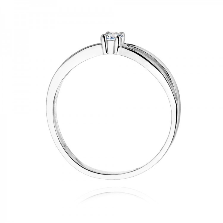 Pierścionek z białego złota z diamentem - próba 585 0,10CT W-248B