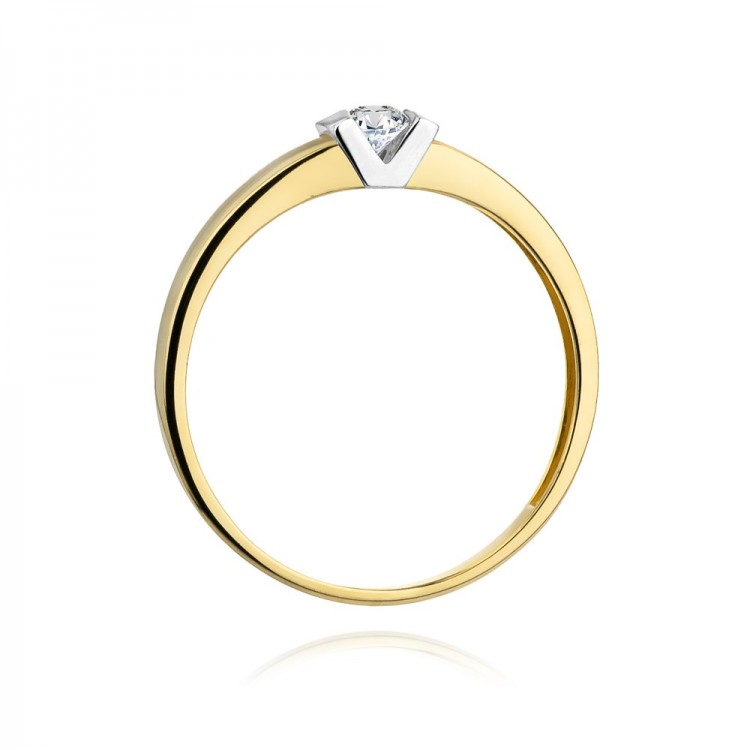 Pierścionek z żółtego złota z diamentem - próba 585 0,10CT W-249A