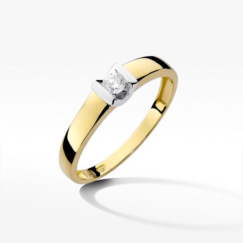 Pierścionek z żółtego złota z diamentem - próba 585 0,10CT W-249A