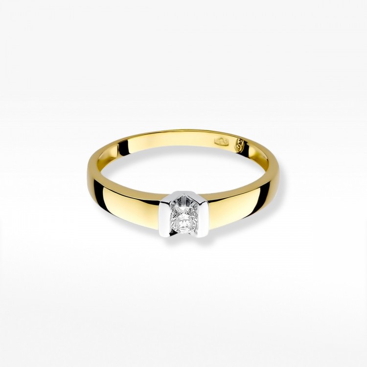 Pierścionek z żółtego złota z diamentem - próba 585 0,10CT W-249A