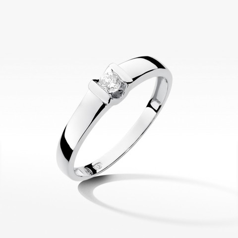 Pierścionek z białego złota z diamentem - próba 585 0,10CT W-249B