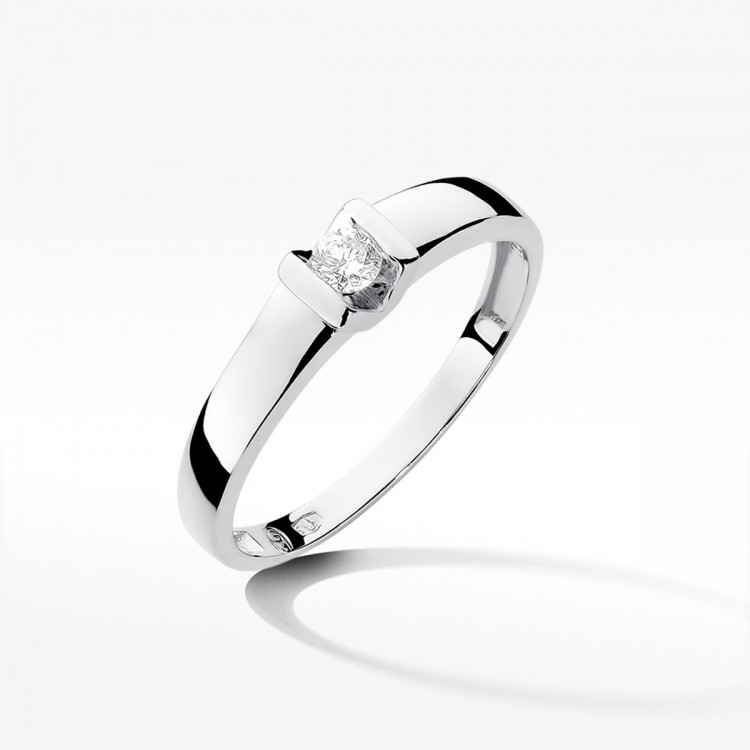Pierścionek z białego złota z diamentem - próba 585 0,10CT W-249B