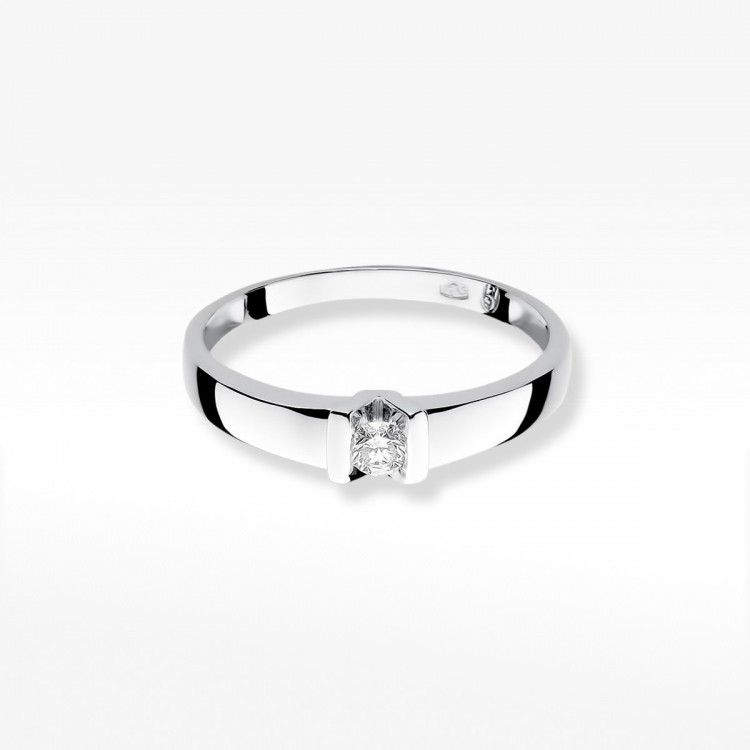 Pierścionek z białego złota z diamentem - próba 585 0,10CT W-249B