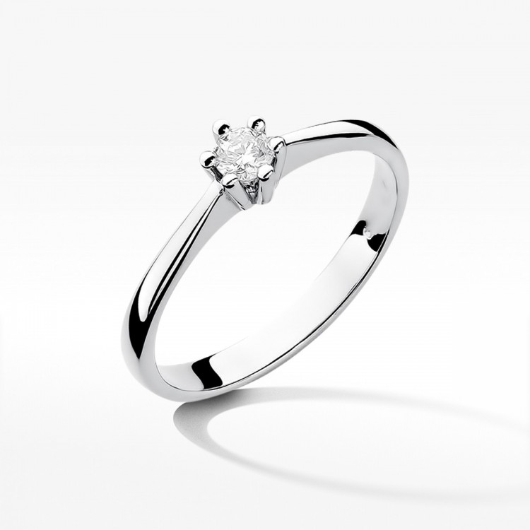 Pierścionek z białego złota z diamentem - próba 585 0,15CT W-256B