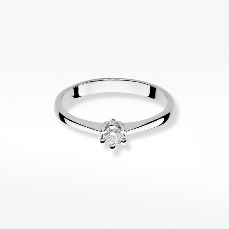 Pierścionek z białego złota z diamentem - próba 585 0,15CT W-256B