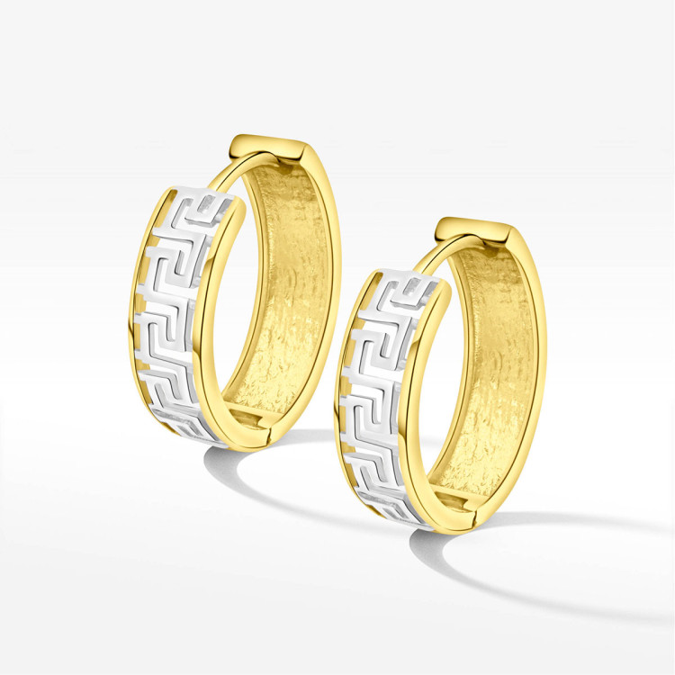 Kolczyki ze złota 1.4cm koła z wzorem greckim